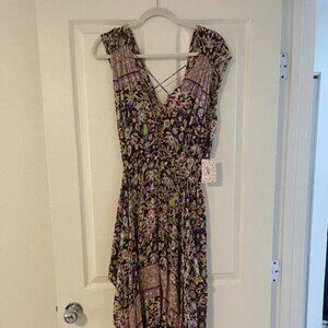 NWT Free People ONE Purple/Floral Boho Maxi Long Dress Size XS